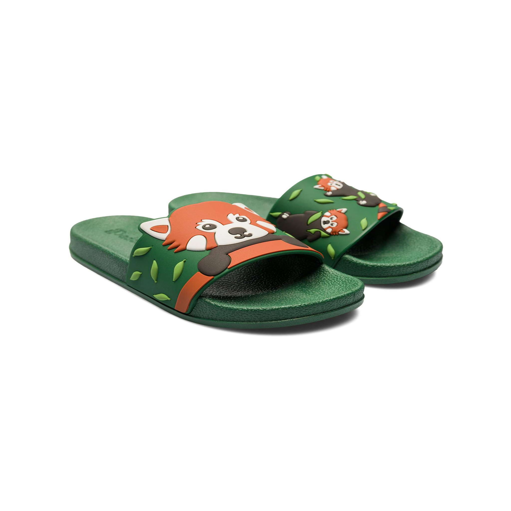 DEDOLES Claquettes enfants panda roux. Coloris disponibles : Vert