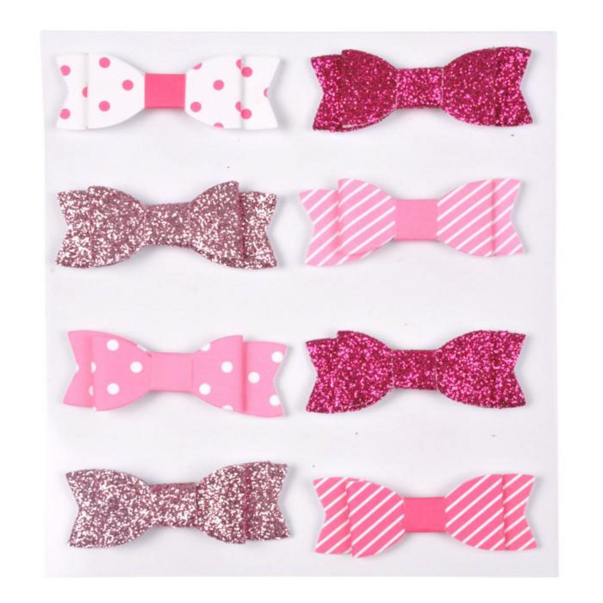 Paris Prix Lot de 8 Stickers  Nœud Paillettes  11cm Rose