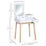 Voir la diapositive 3 : HOMCOM Coiffeuse design scandinave table de maquillage multi-rangements miroir pliable 60L x 50l x 86H cm pin et MDF blanc