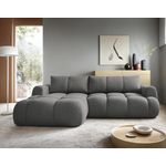 BEST MOBILIER Yulin - canapé d'angle gauche 4 places convertible avec coffre en tissu bouclette. Coloris disponibles : Beige, Marron, Gris