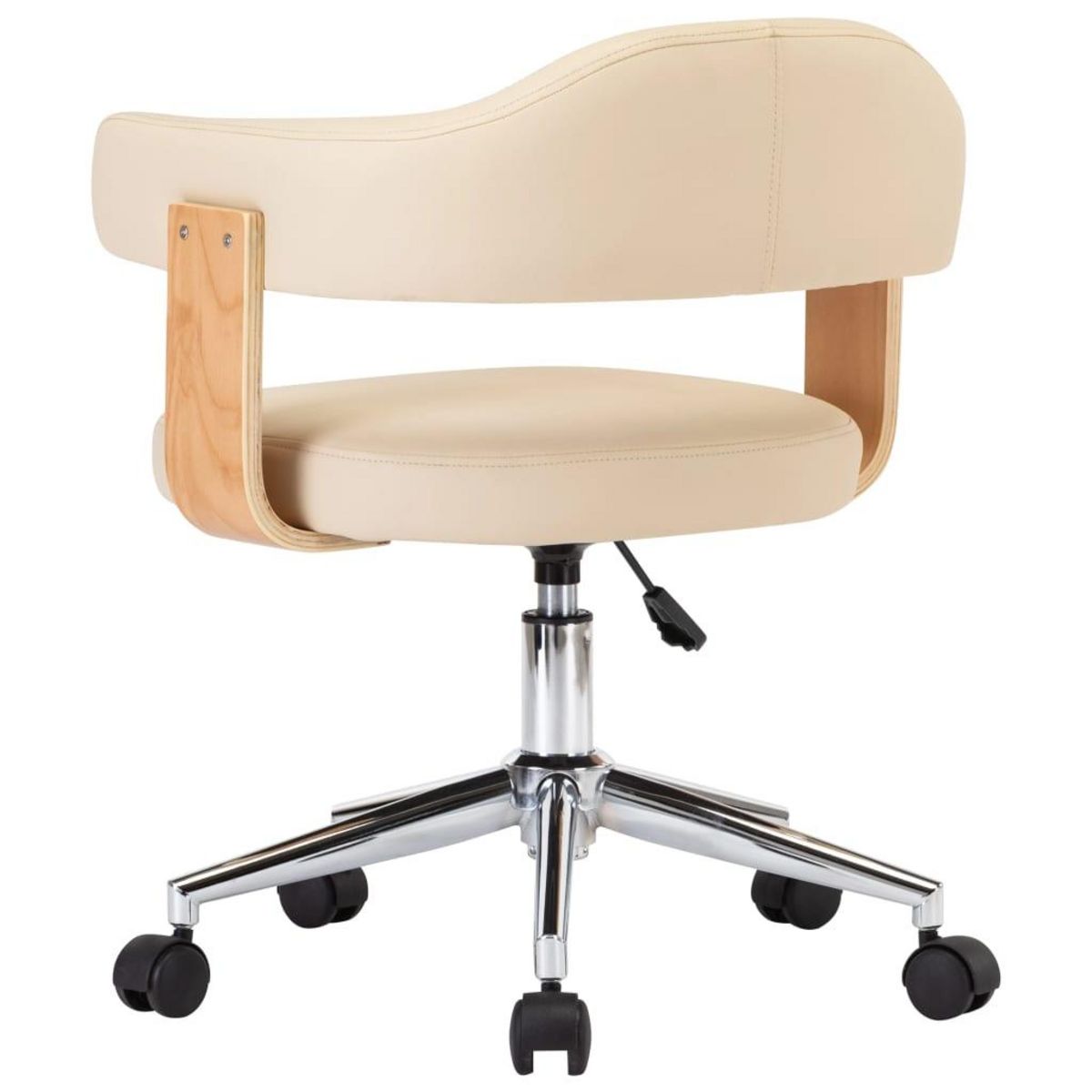 VIDAXL Chaise pivotante de bureau Creme Bois courbe et similicuir