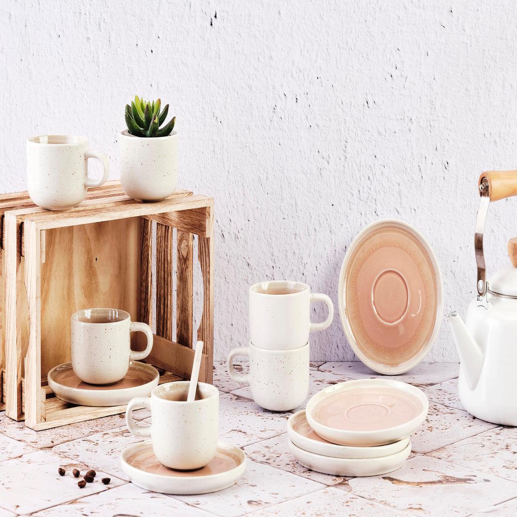 Voir la diapositive 2 : BJORN Tasse 20cl et soucoupe ø15cm oxygen - 12 pièces - rose poudre