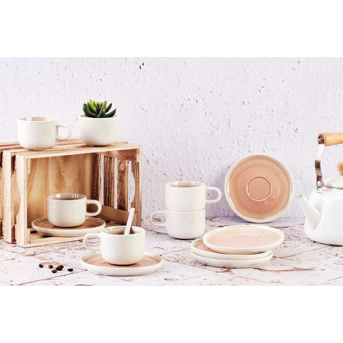 BJORN Tasse 20cl et soucoupe Ø15cm OXYGEN - 12 pièces - Rose poudre