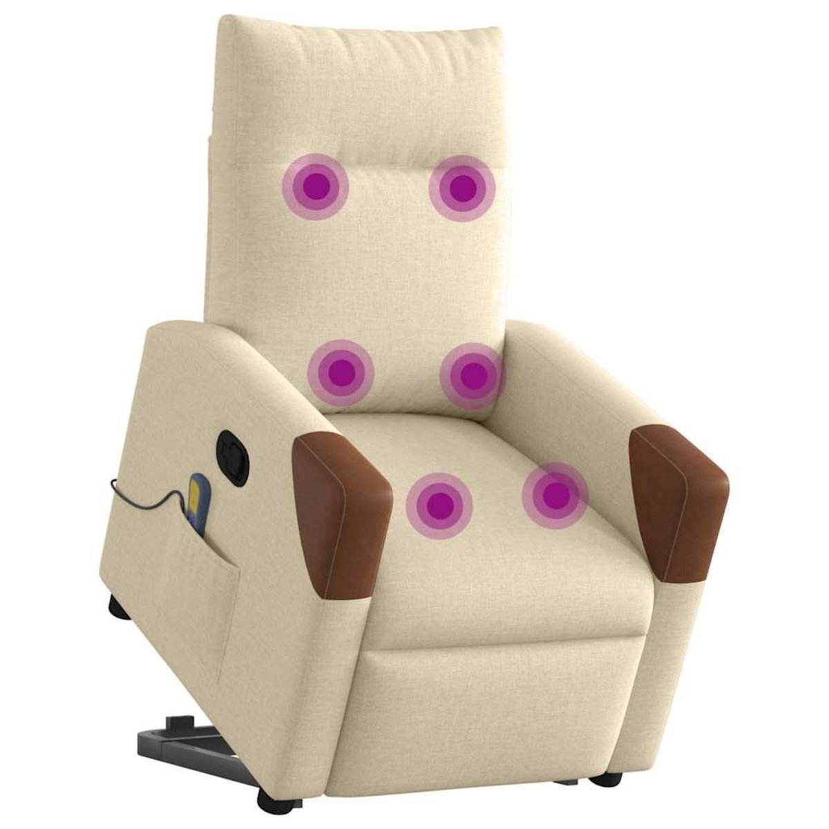 VIDAXL Fauteuil inclinable de massage Creme Tissu