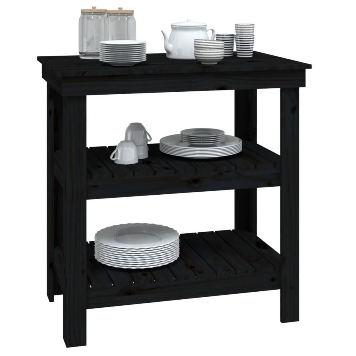 VIDAXL Banc de travail Noir 78,5x50x80 cm Bois de pin massif