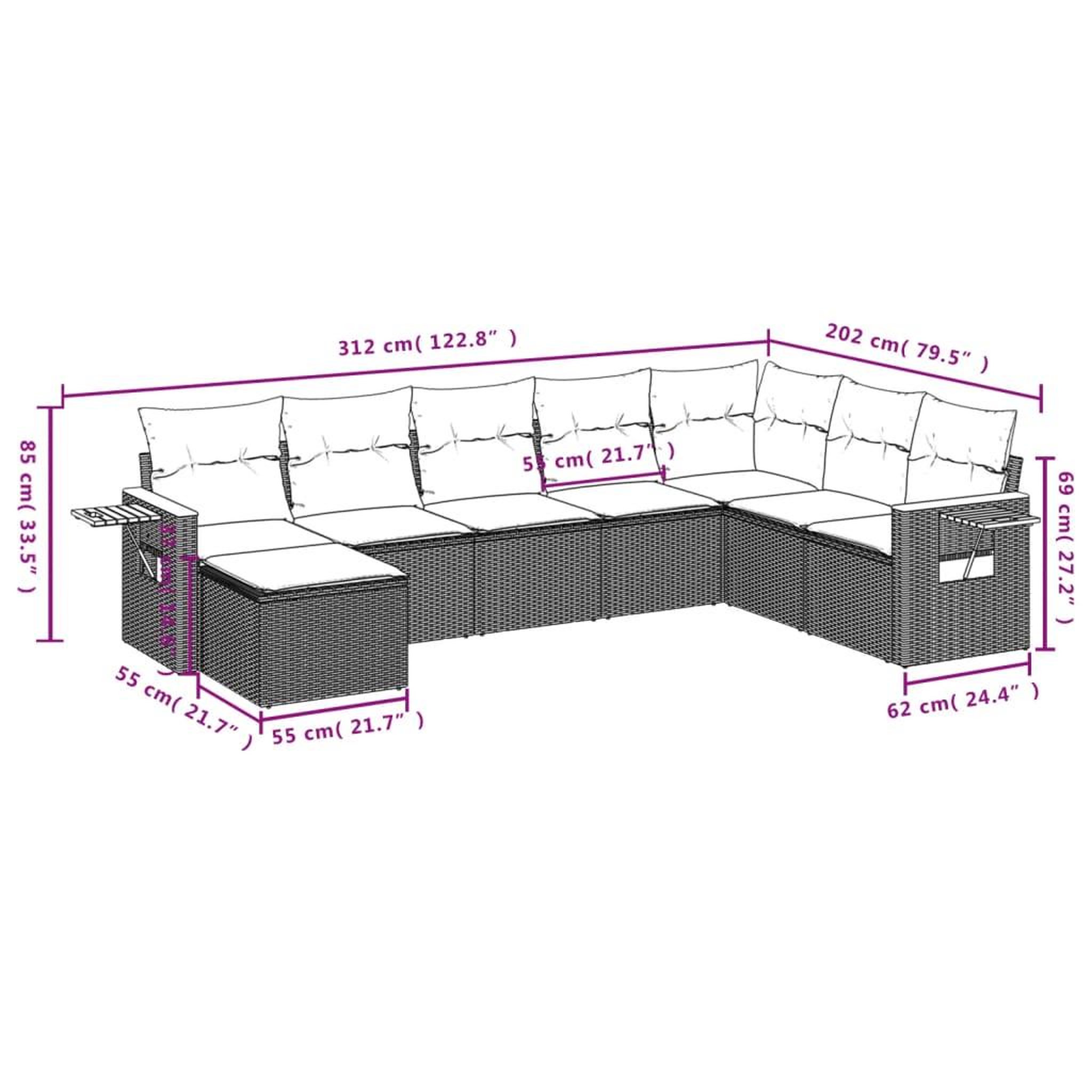 Voir la diapositive 4 : VIDAXL Salon de jardin 8 pcs avec coussins noir resine tressee