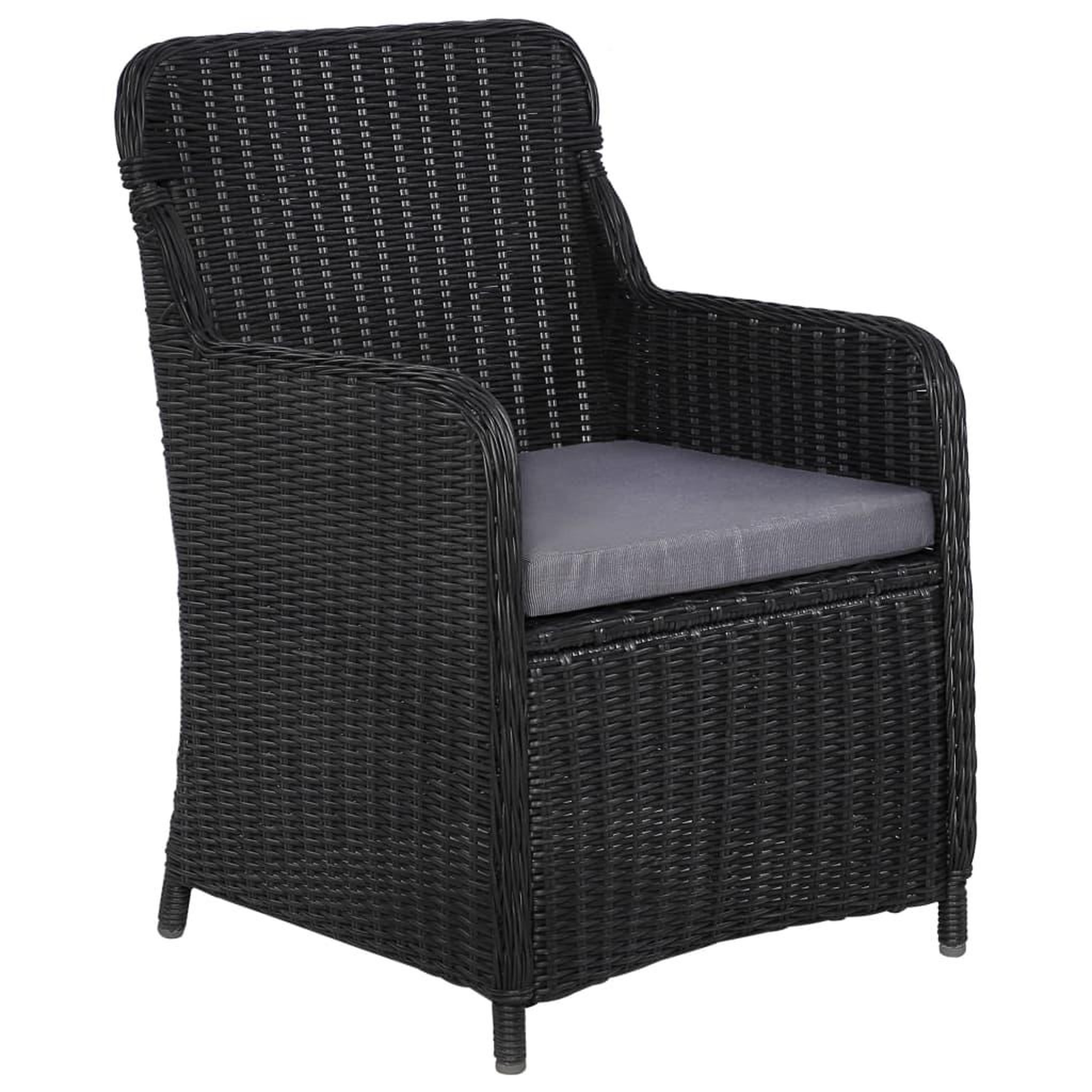 Voir la diapositive 2 : VIDAXL lot de 2 Chaises d'exterieur avec coussins Resine tressee Noir