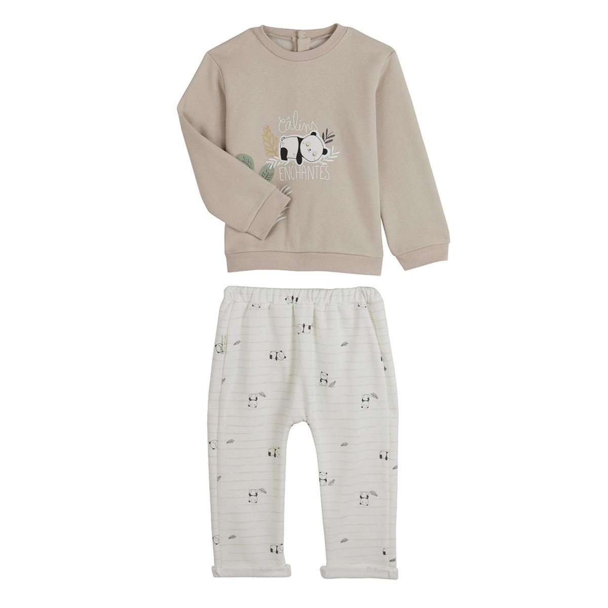 Petit Béguin Ensemble sweat et pantalon bébé mixte en molleton Mini Panda