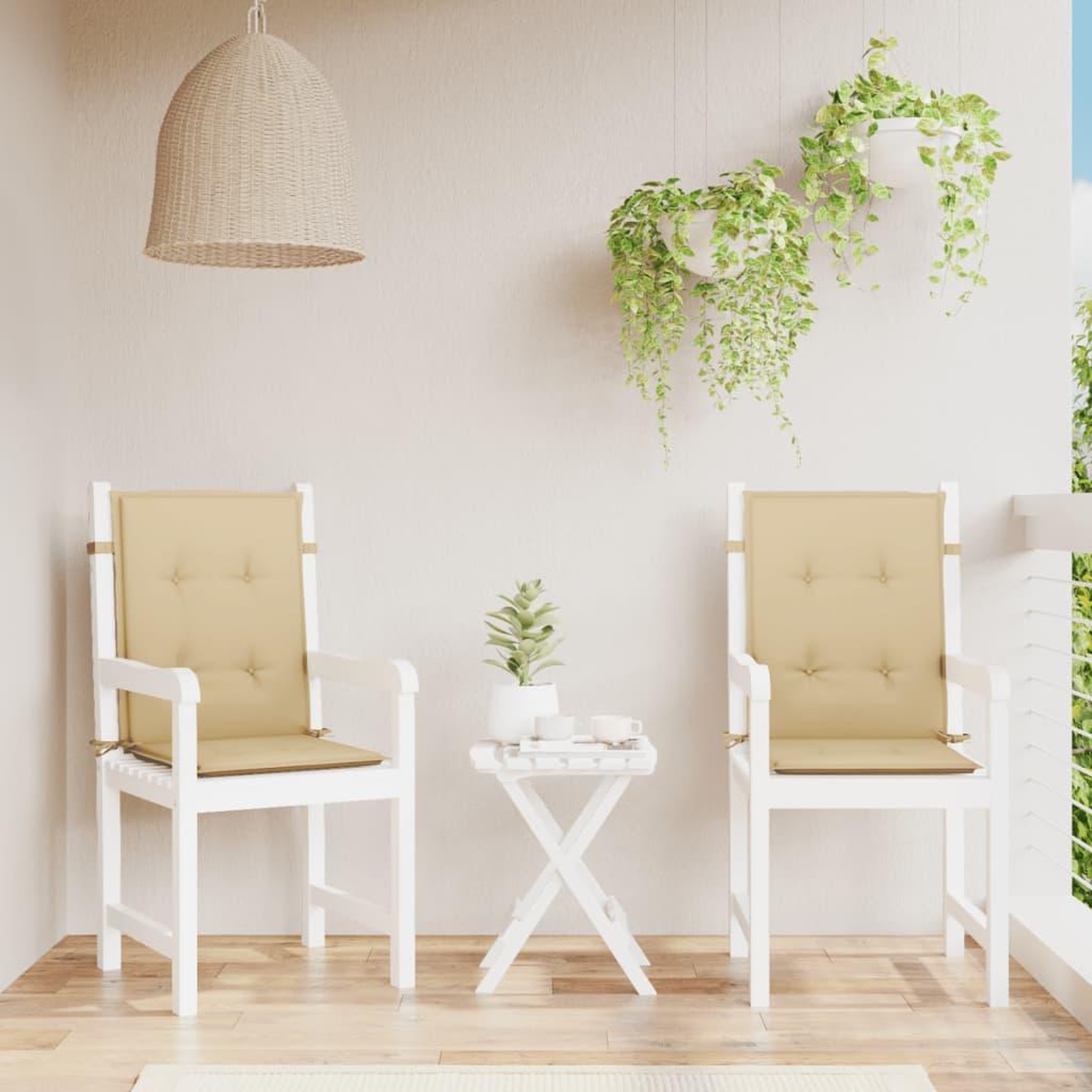 Voir la diapositive 4 : VIDAXL Coussins de chaise a dossier bas lot de 2 beige melange tissu