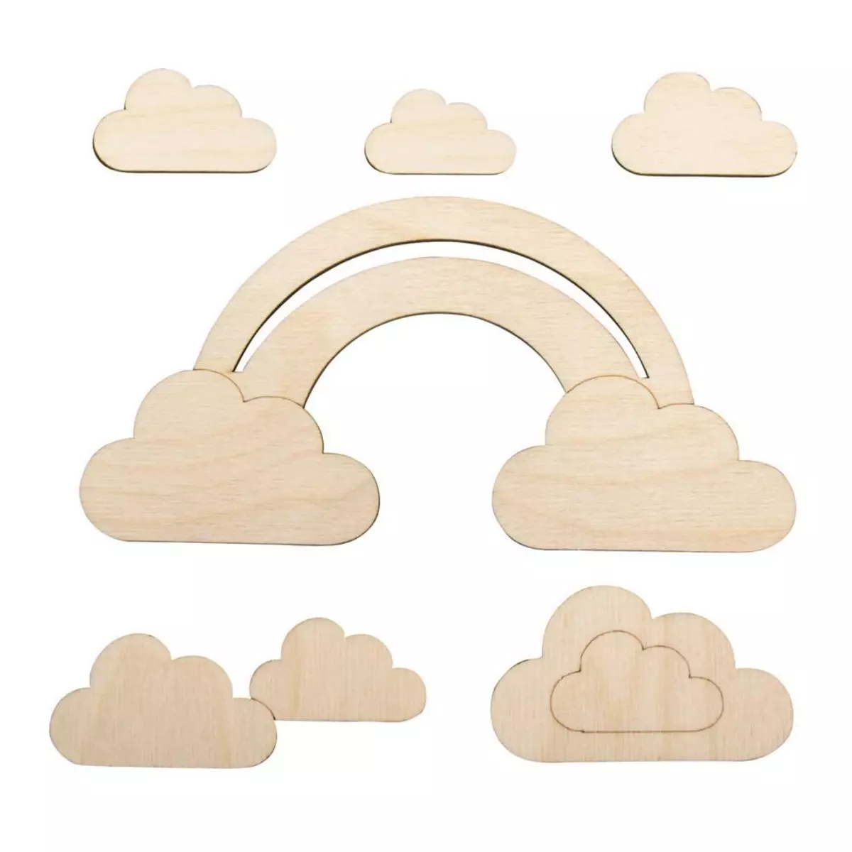 Rayher Arc en ciel et nuages en bois 16,8 x 8,3 cm