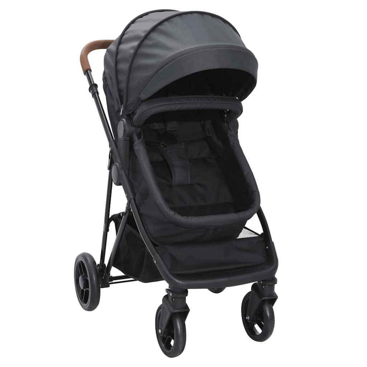 VIDAXL Poussette pour bebe 2-en-1 Anthracite et noir Acier
