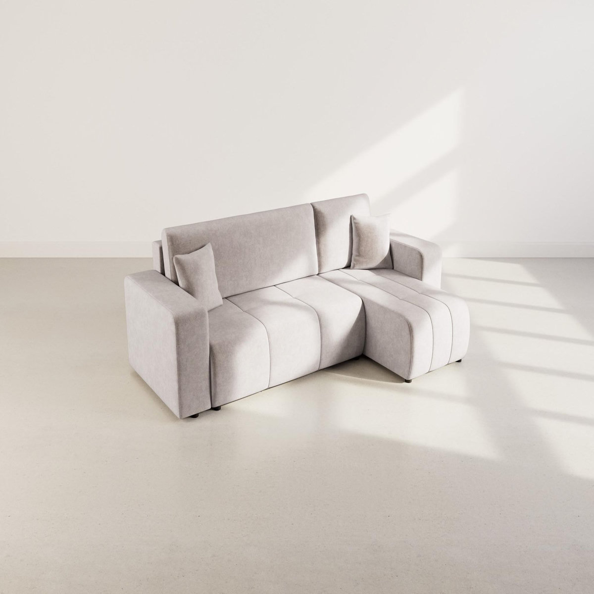 BEST MOBILIER Nicole - canapé d'angle réversible 4 places convertible avec coffre en tissu