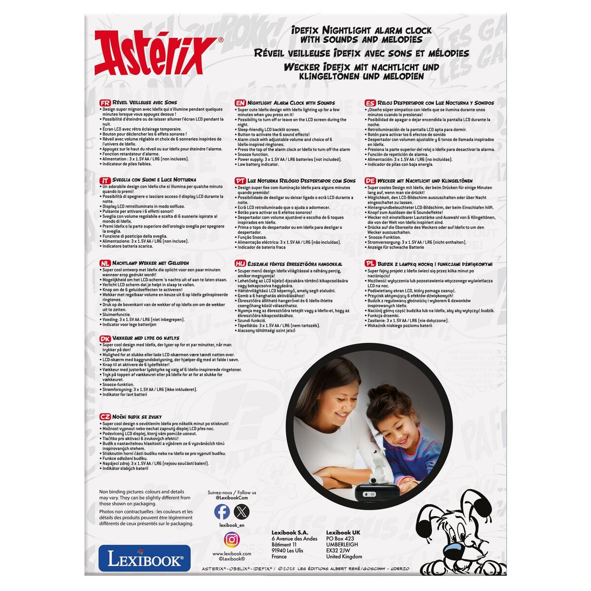 Lexibook Réveil avec veilleuse Idéfix en 3D
