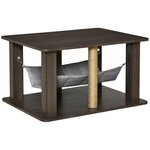 PAWHUT Table basse arbre à chat 2 en 1 - centre d'activités avec hamac, griffoirs - dim. 79L x 59l x 45,5H cm - polyester aspect bois gris