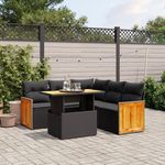 VIDAXL Salon de jardin 6 pcs avec coussins noir resine tressee