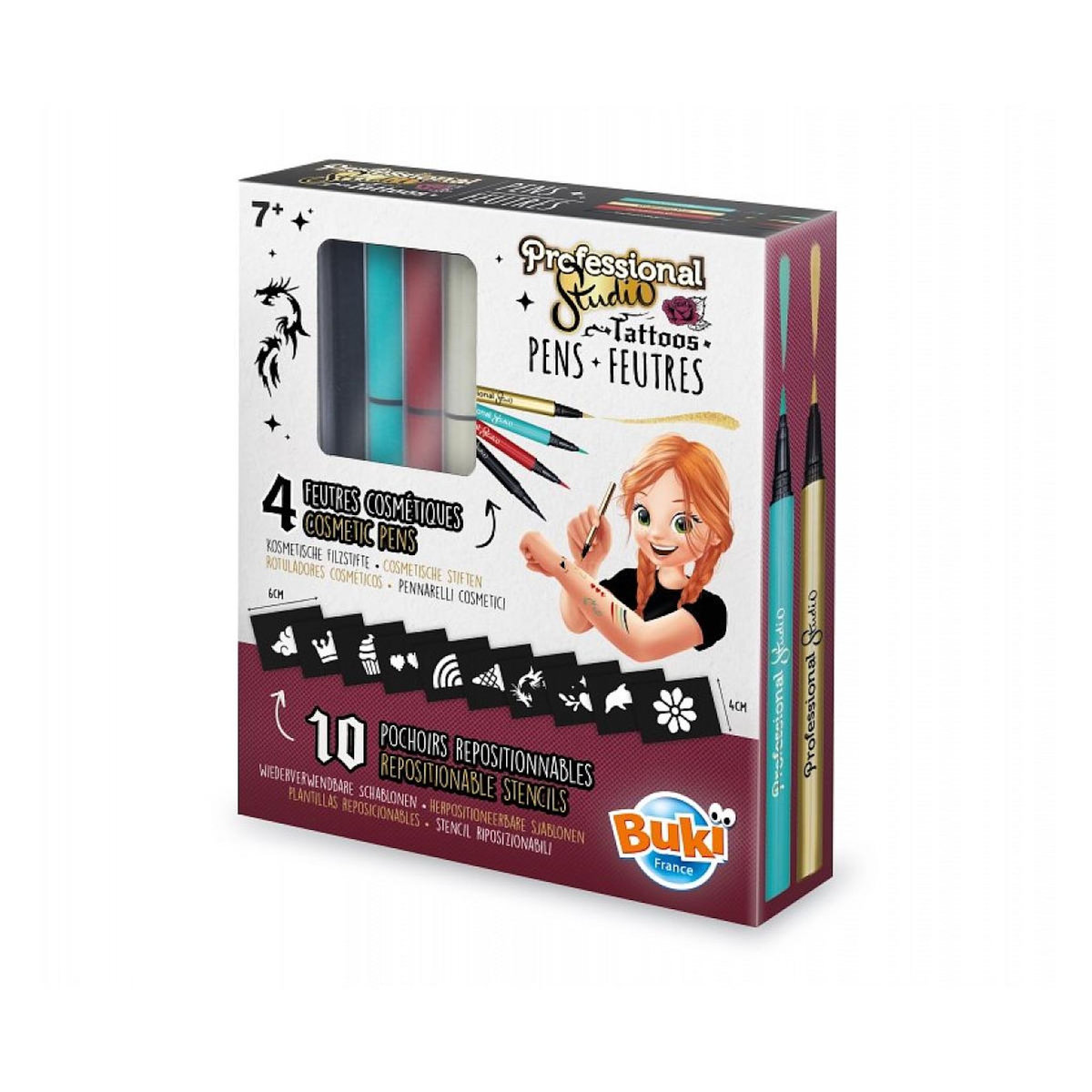 BUKI 4 feutres cosmetiques avec pochoirs - doré