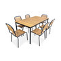 Voir la diapositive 1 : SWEEEK Table de jardin bois d'acacia et acier + 6 assises TABARA. acier et bois d'acacia FSP
