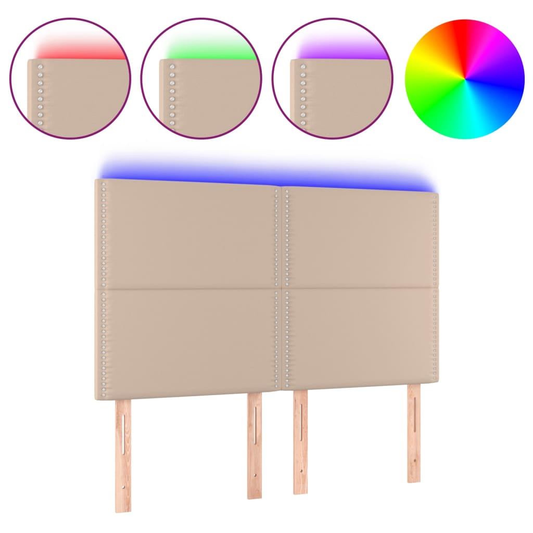 Voir la diapositive 2 : VIDAXL Tete de lit a LED Cappuccino 144x5x118/128 cm Similicuir