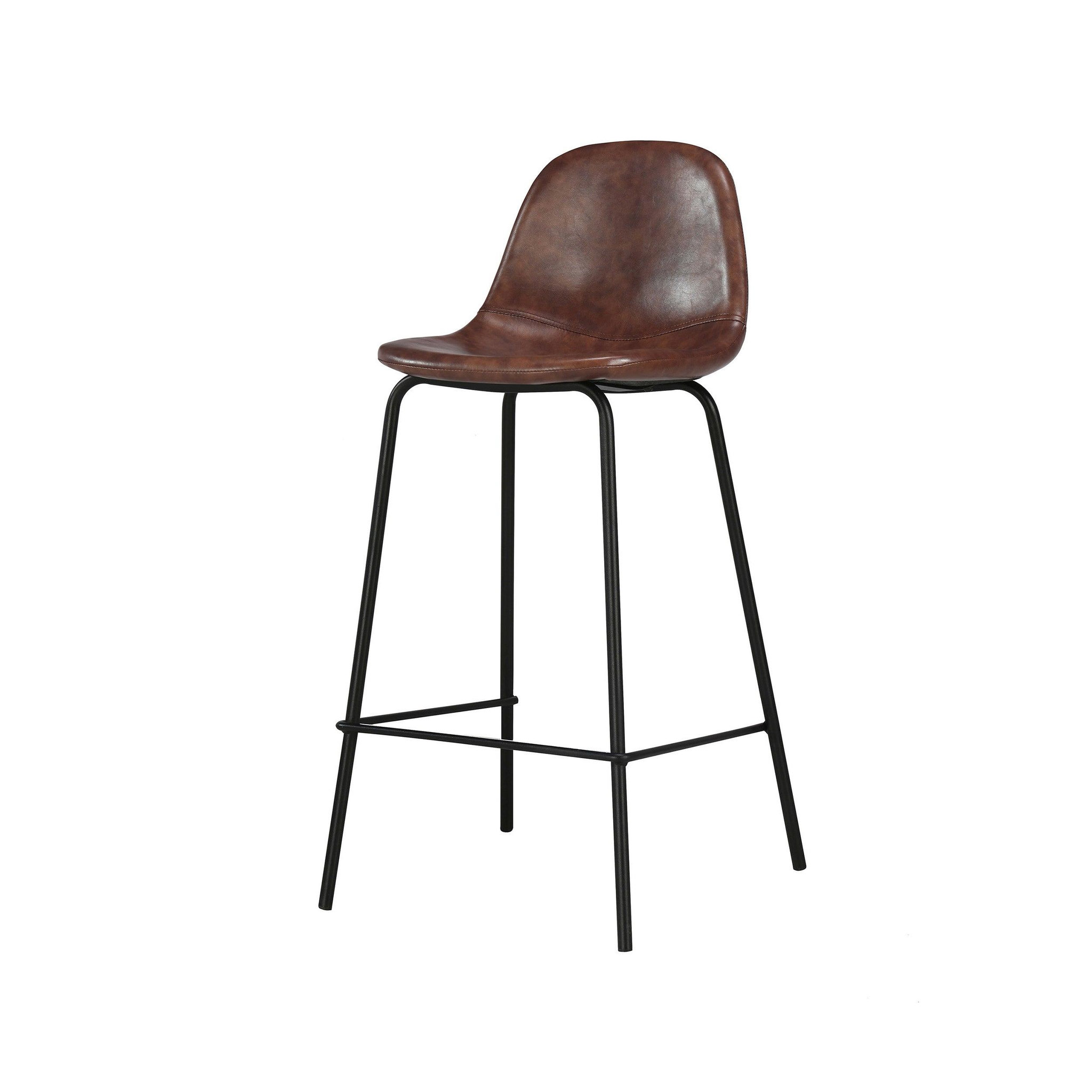 MAISON PAVANE Chaise pour îlot central 65 cm en cuir synthétique marron-henrik