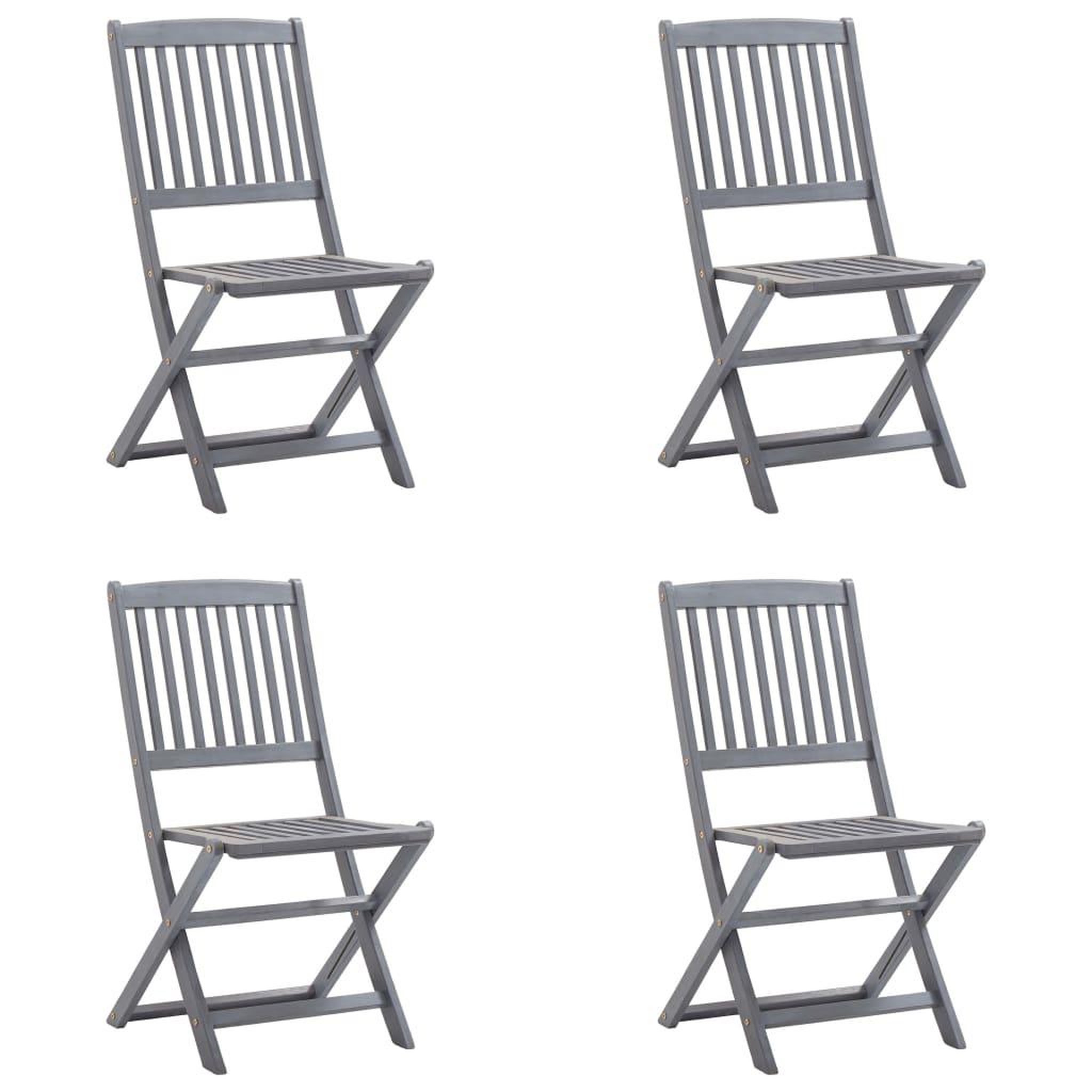 Voir la diapositive 3 : VIDAXL Chaises pliables d'exterieur lot de 4 et coussins Bois d'acacia