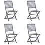 Voir la diapositive 3 : VIDAXL Chaises pliables d'exterieur lot de 4 et coussins Bois d'acacia
