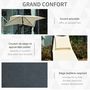 Voir la diapositive 5 : OUTSUNNY Bain de soleil transat à bascule design contemporain avec pare-soleil, matelas grand confort, tétière métal époxy noir polyester crème