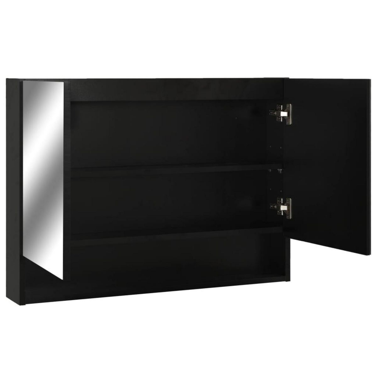VIDAXL Armoire a miroir de salle de bain LED Noir 80x15x60 cm MDF