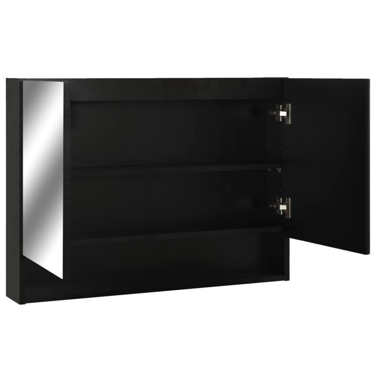 VIDAXL Armoire a miroir de salle de bain LED Noir 80x15x60 cm MDF