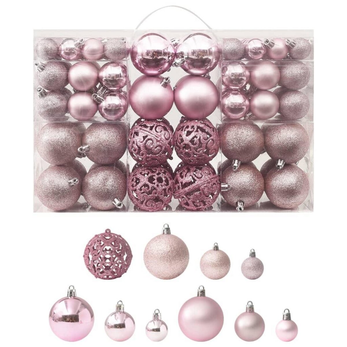 VIDAXL Ensemble de boules de Noël 100 pcs Rose