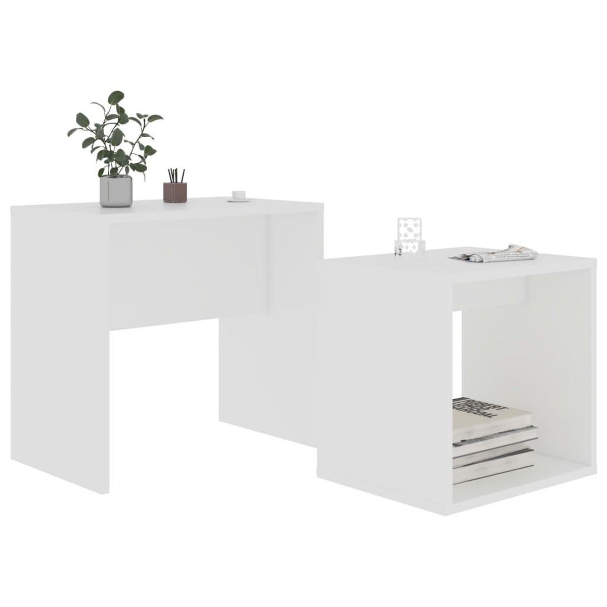 VIDAXL Ensemble de table basse Blanc 48x30x45 cm Bois d'ingenierie