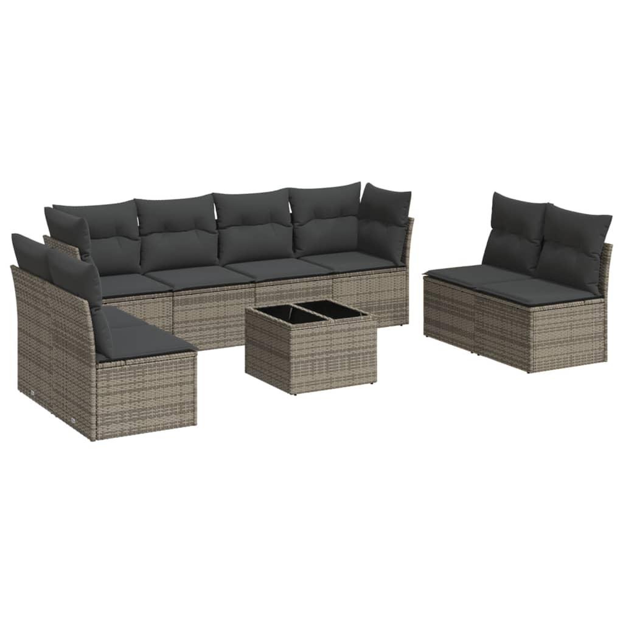 Voir la diapositive 2 : VIDAXL Salon de jardin 9 pcs avec coussins gris resine tressee