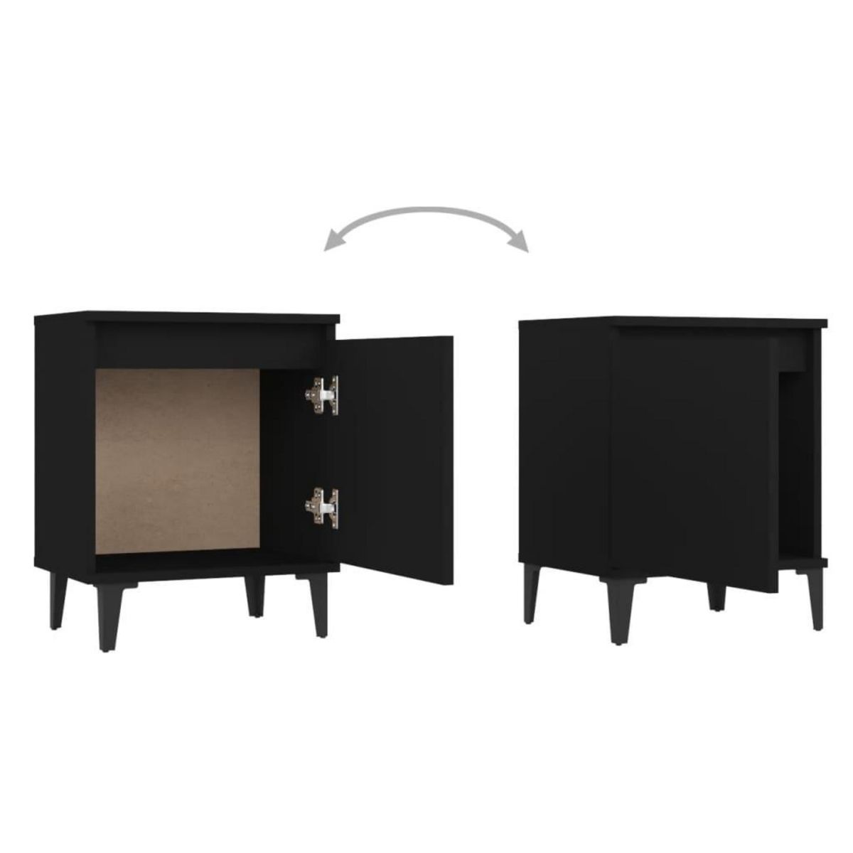 VIDAXL Table de chevet avec pieds en metal noir 40x30x50 cm