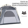 Voir la diapositive 4 : OUTSUNNY Tente de camping familiale 4 personnes montage instantanée pop-up 4 fenêtres pare-soleil dim. 2,4L x 2,4l x 1,95H m fibre verre polyester gris