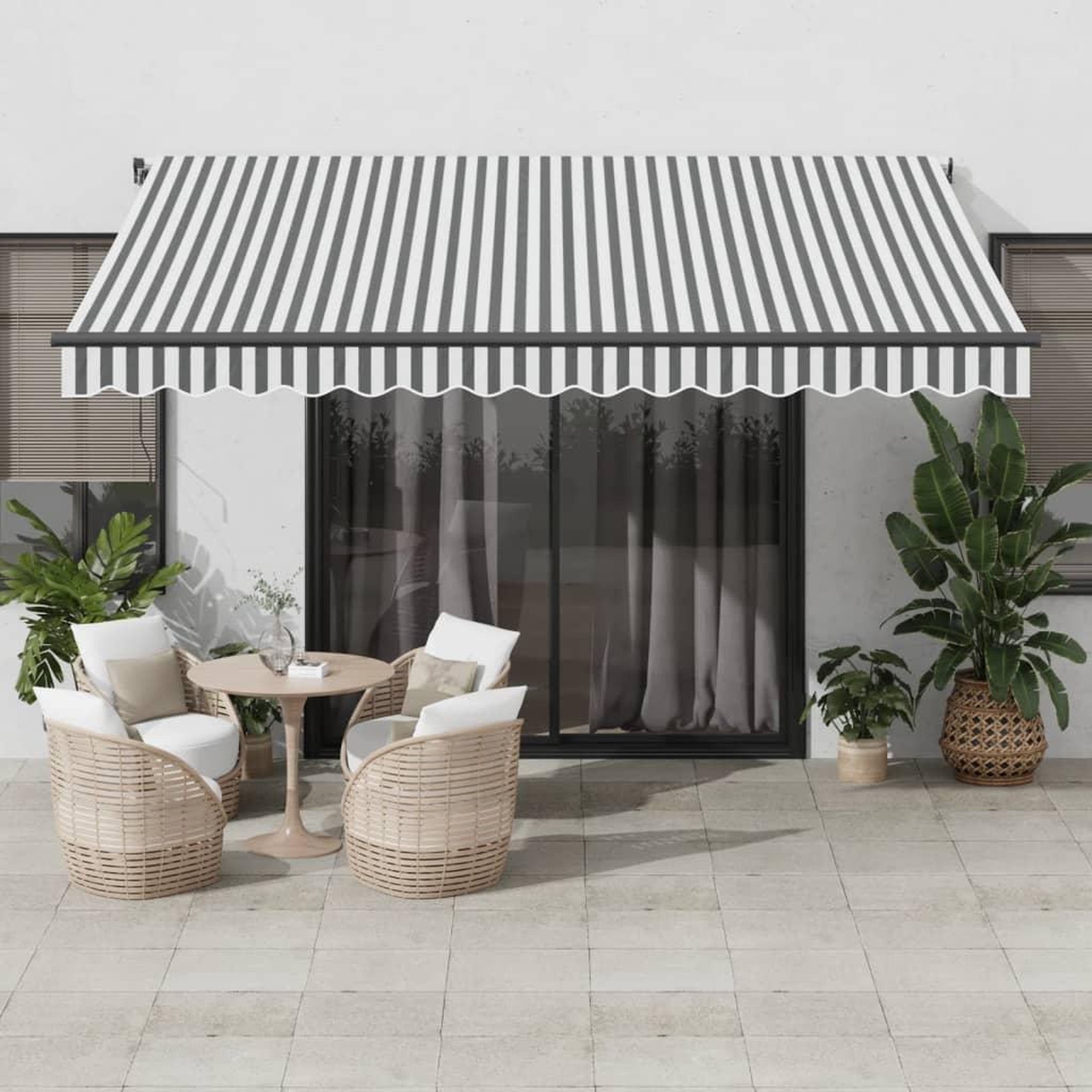 VIDAXL Auvent manuel retractable avec LED anthracite blanc 400x300 cm