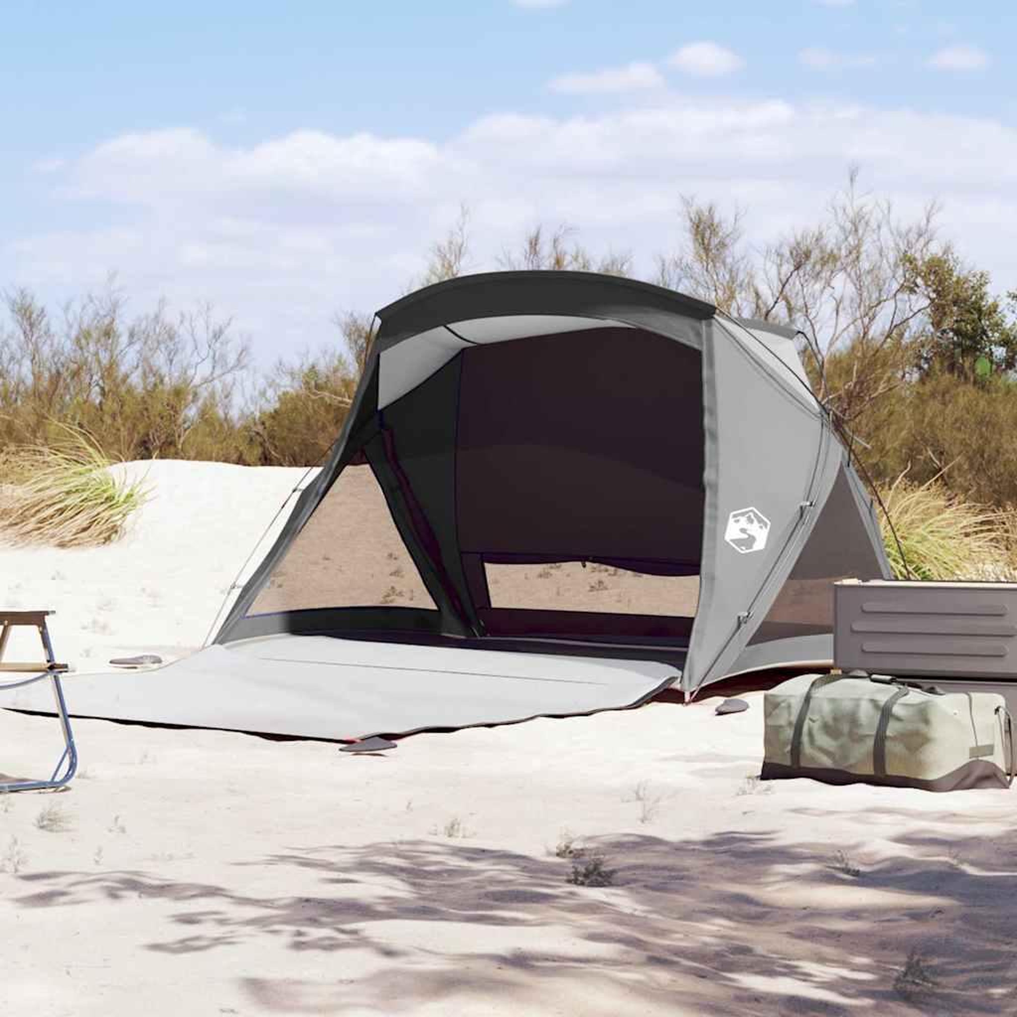 Voir la diapositive 4 : VIDAXL Tente de plage 2 personnes gris impermeable