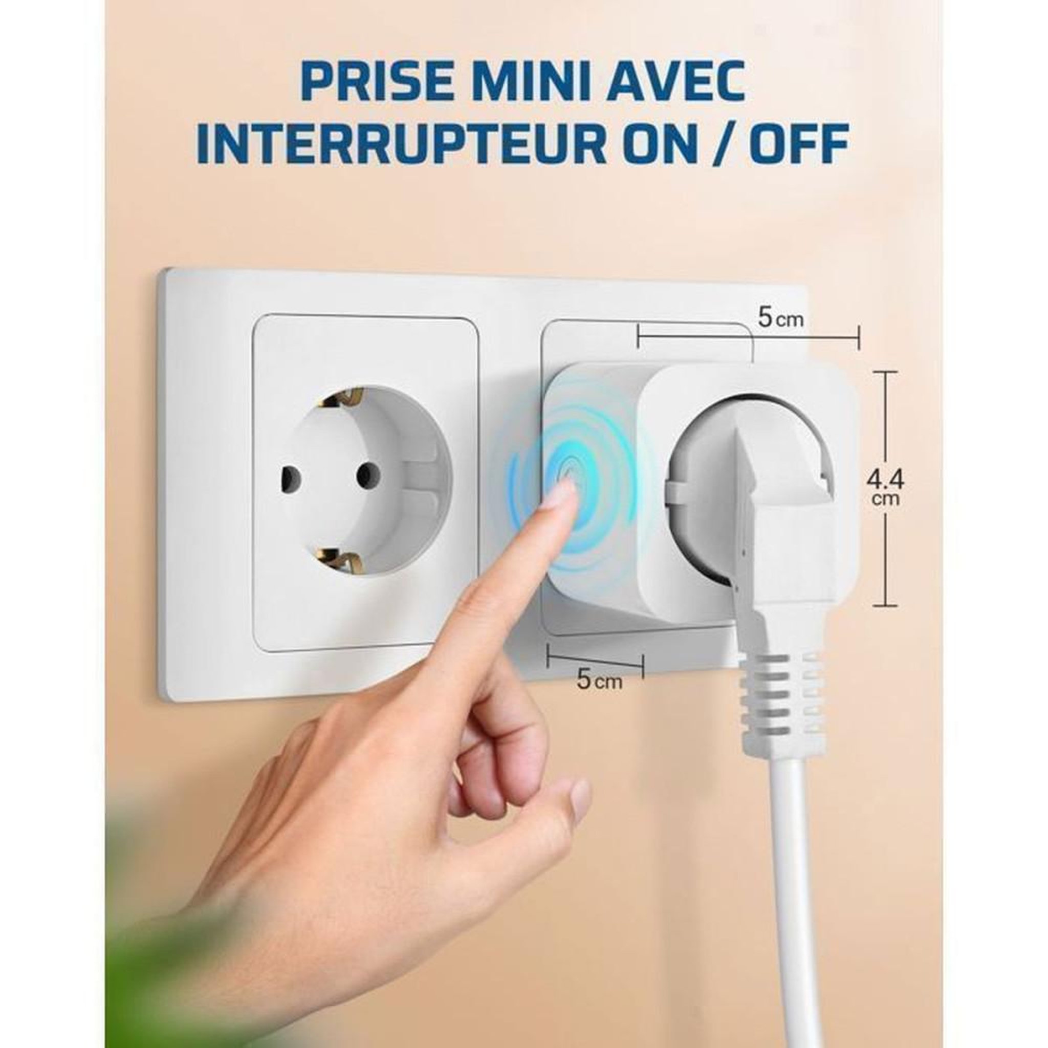 Voir la diapositive 5 : Prise télécommandée RF 16A 3680W avec télécommande amovible, 433,92 MHz, sécurité enfant, blanc