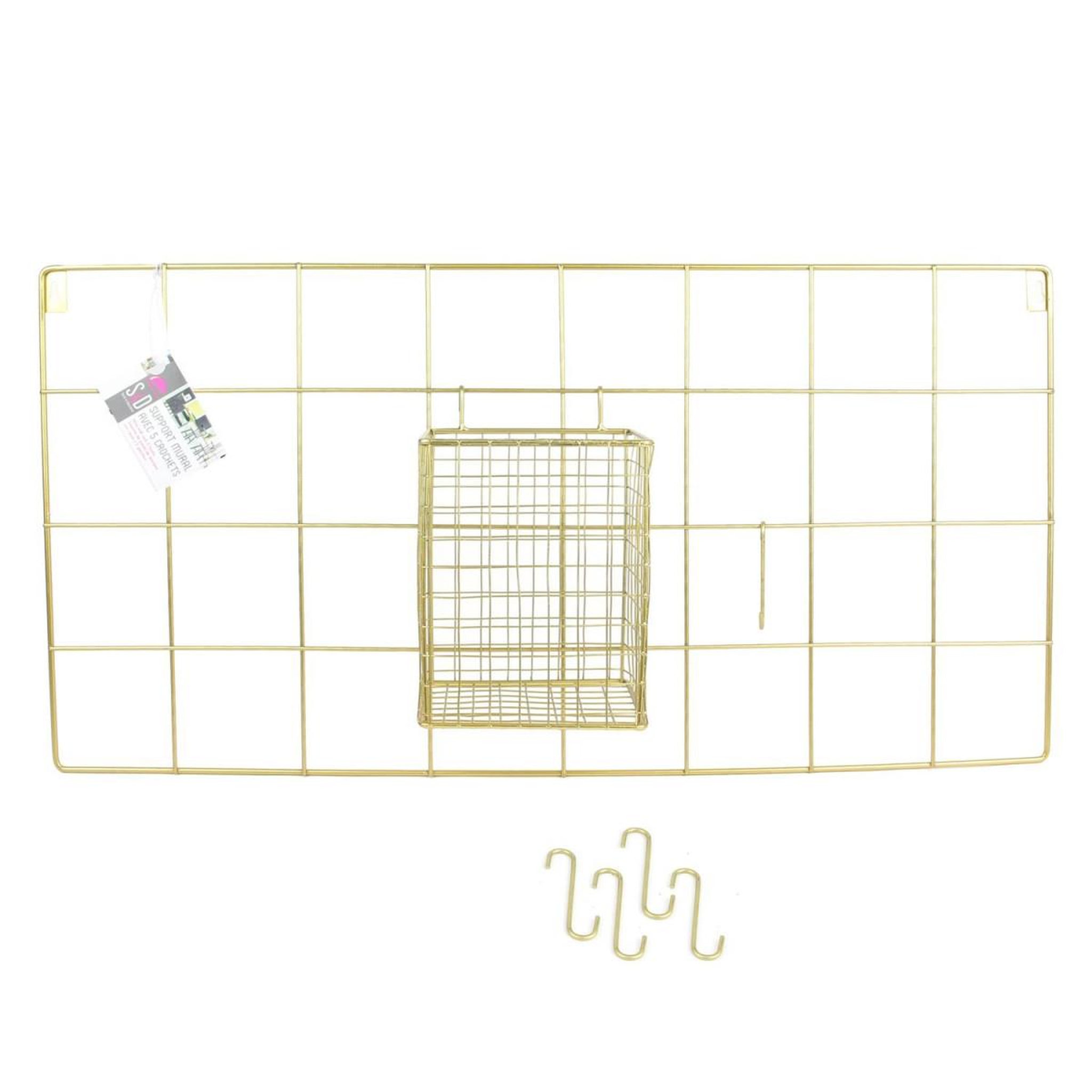 Voir la diapositive 4 : The Home Deco Factory Support Mural 5 Crochets Design  Filaire  60cm Or