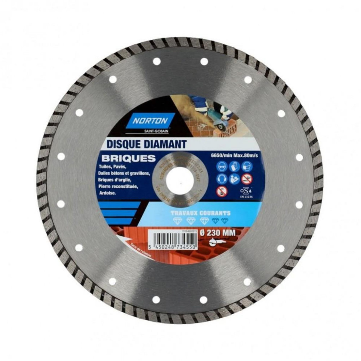 Norton Disque diamant courant segmenté pour brique NORTON, Diam.230 mm