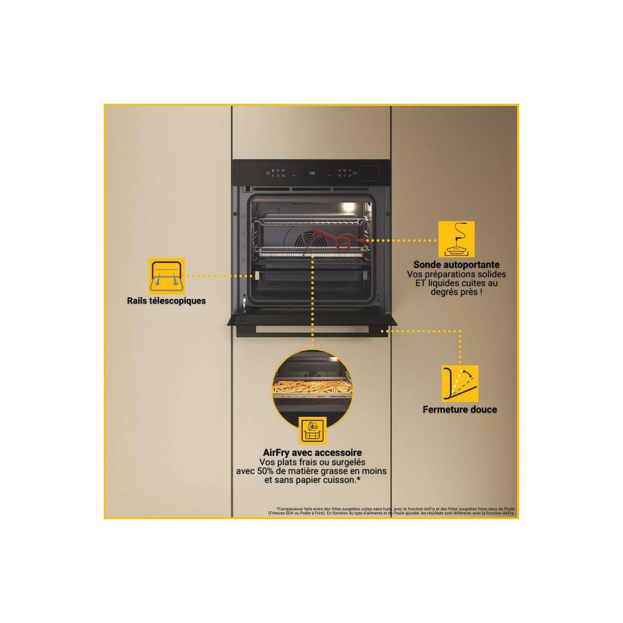 Voir la diapositive 2 : Whirlpool Four encastrable fonction vapeur woi7a8fpt1sbaf - pyrolyse, 6ème sens, vapeur steamsens+, air fry, tft