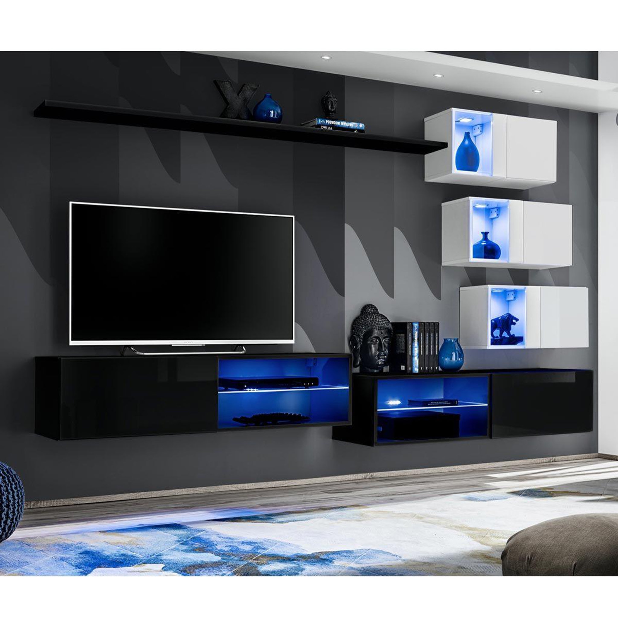 Paris Prix Ensemble meuble tv design  switch xxiv  250cm noir & blanc