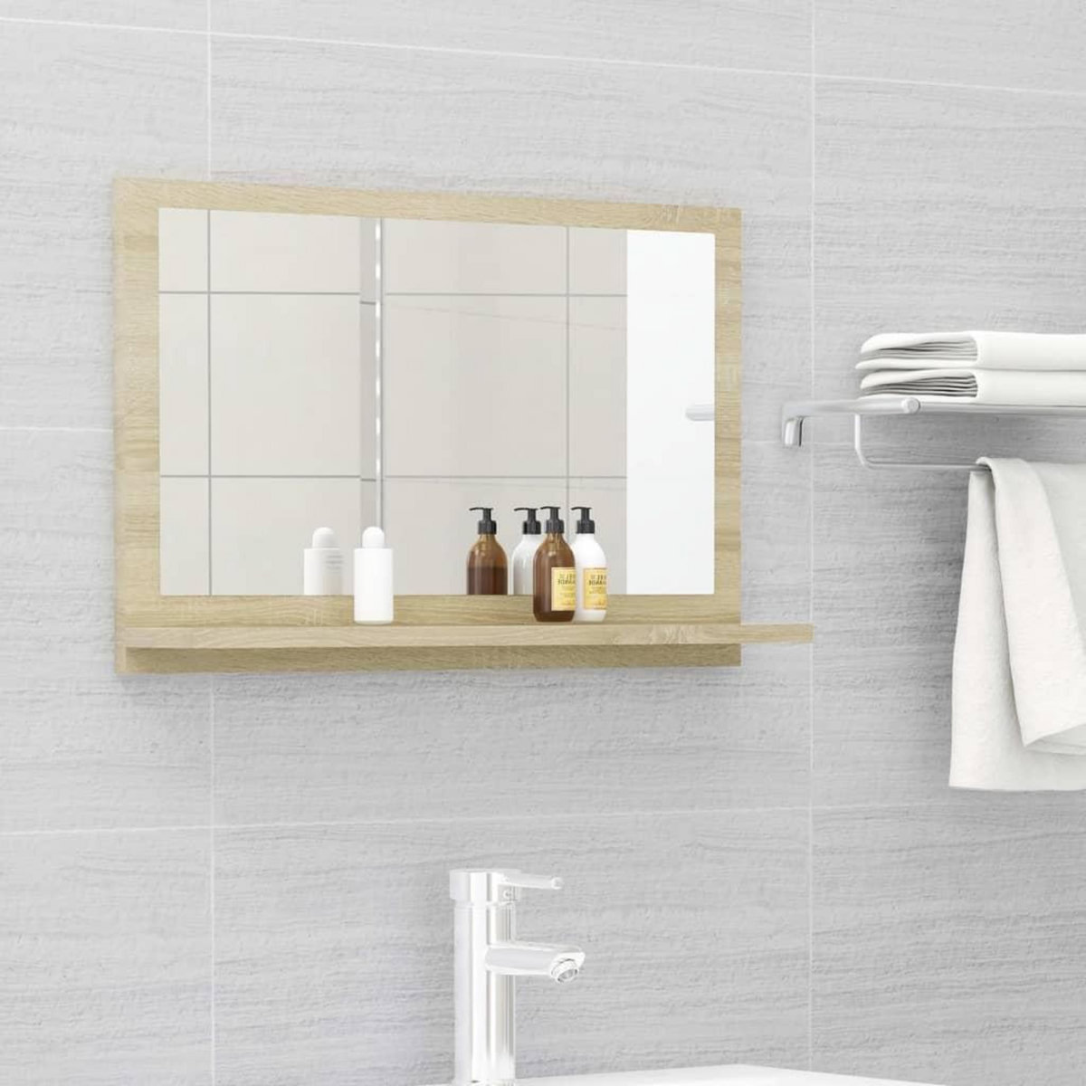 VIDAXL Miroir salle de bain Chene sonoma 60x10,5x37 cm Bois ingenierie