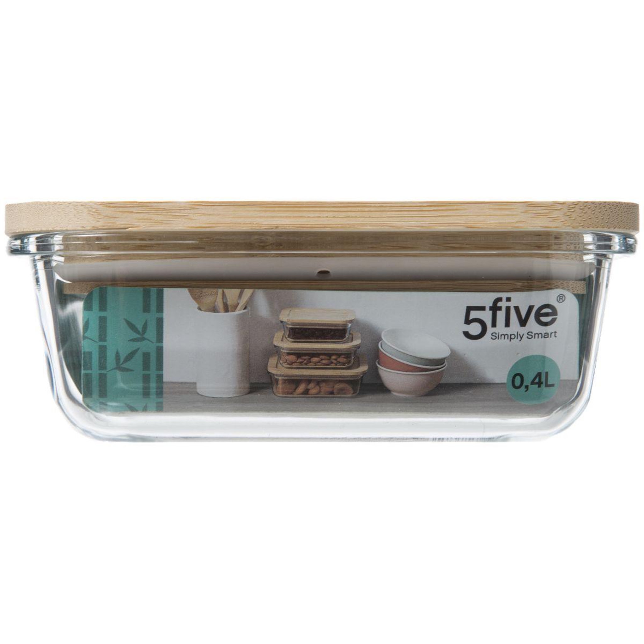 Voir la diapositive 5 : FIVE Bocal en verre  bambou  0,38l transparent