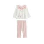 Petit Béguin Pyjama enfant 2 pièces en velours écru Louisa. Coloris disponibles : Beige