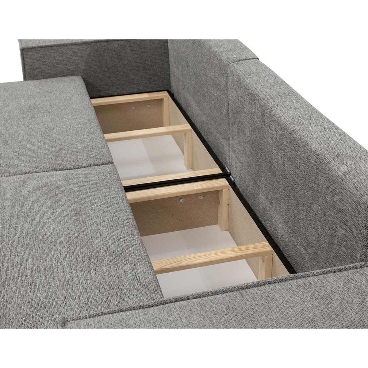 BEST MOBILIER Cezanne - canapé droit 3 places convertible avec coffre en tissu texturé