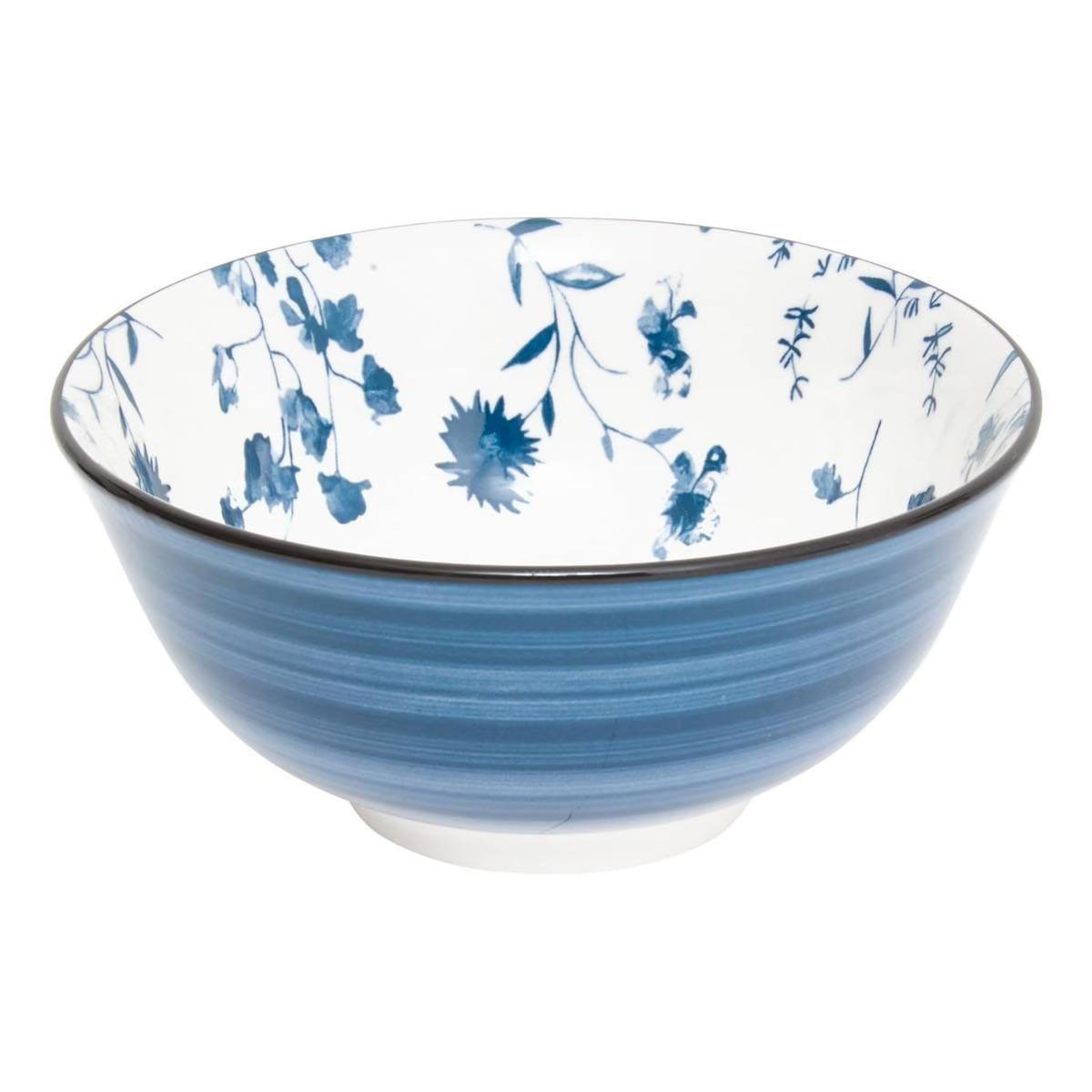 SECRET DE GOURMET Lot de 6 Bols en Porcelaine  Umami Fleur  15cm Bleu