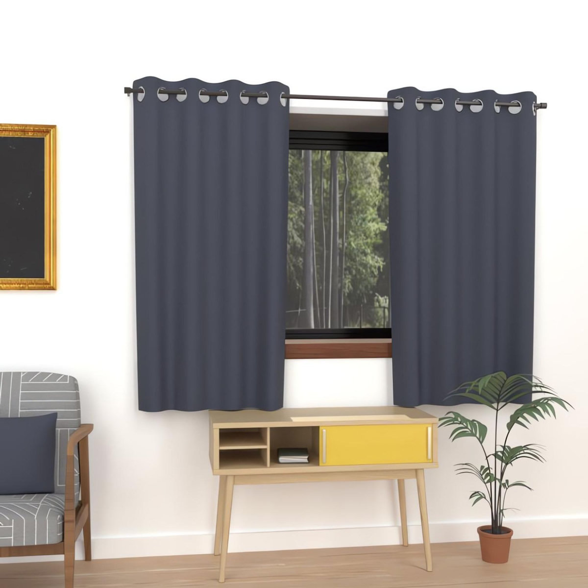 SOLEIL D'OCRE Rideau uni à oeillets infroissable ALIX, par Soleil d'ocre