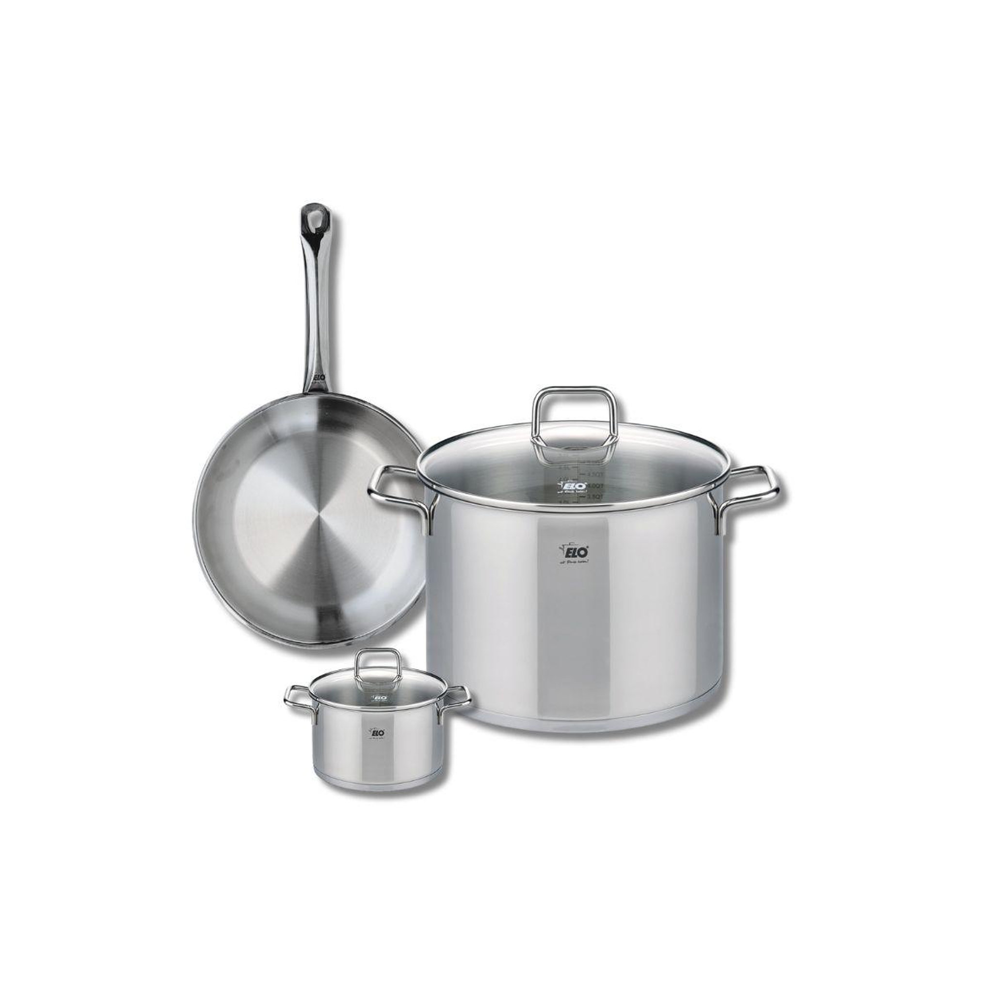 Voir la diapositive 1 : 666 Barcelona Ensemble de 1 Poêle de cuisson 24 cm et 2 faitouts 12 et 26 cm Elo Profi Citrin