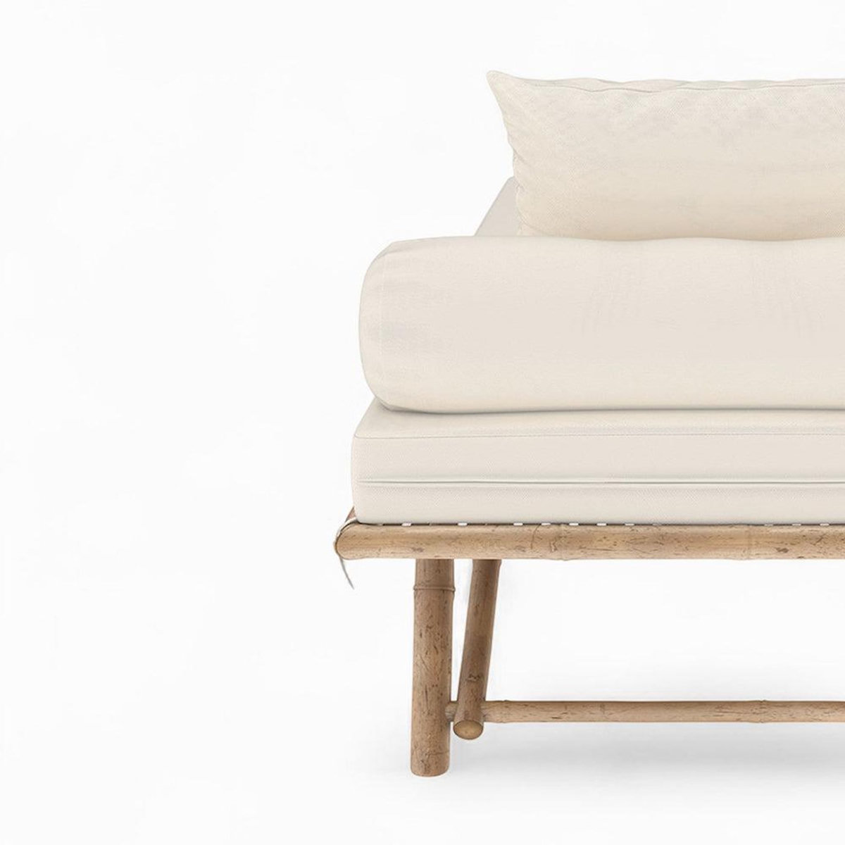 Rendez vous déco Banquette de jardin en bambou avec matelas blanc-Vadella