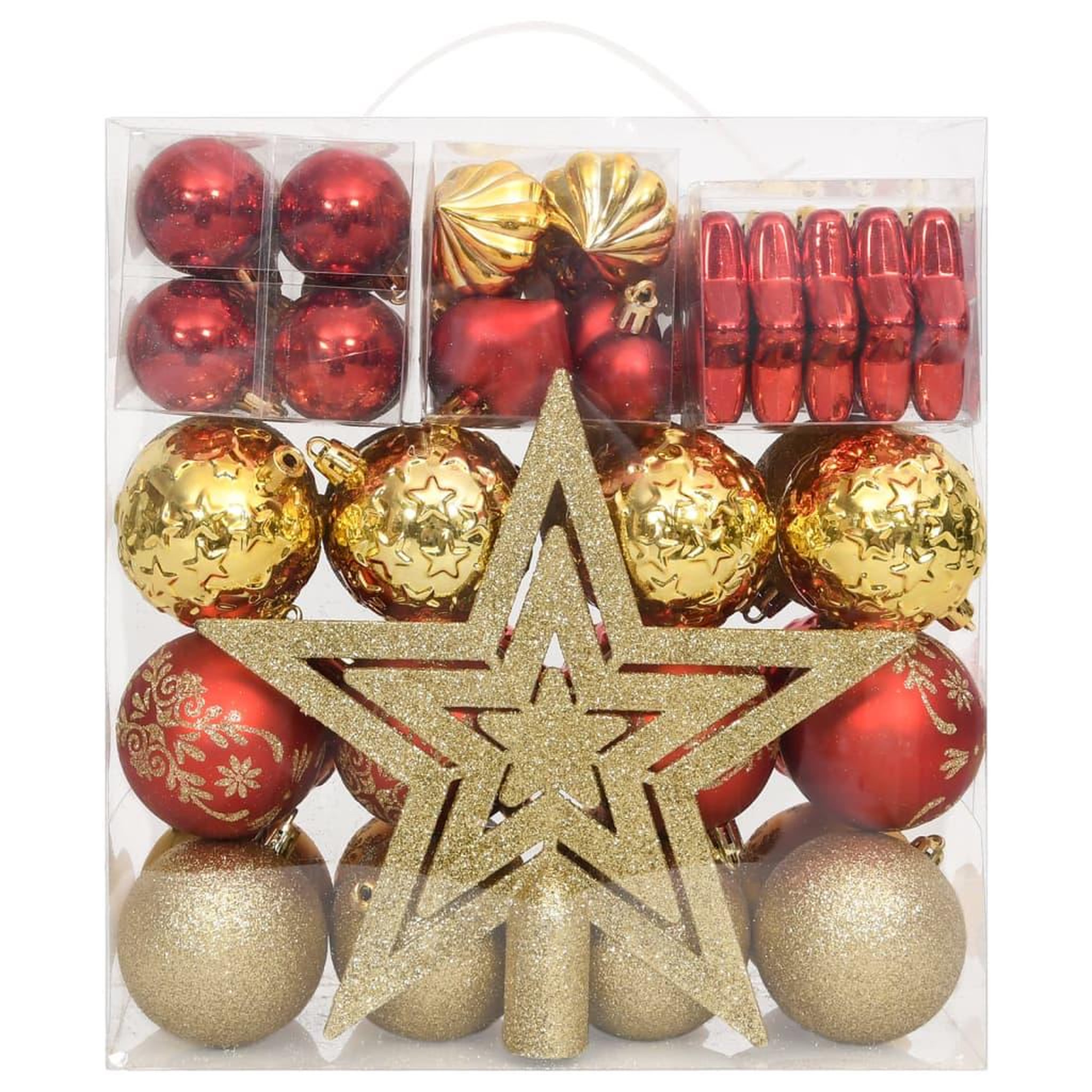 Voir la diapositive 2 : VIDAXL Ensemble de boules de Noël 70 pcs Dore et rouge