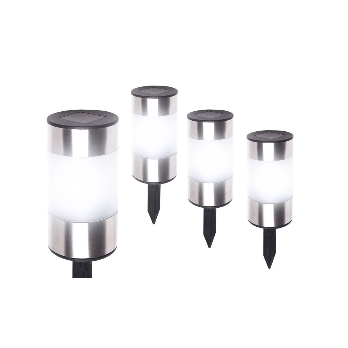 Inkazen Lot de 4 bornes solaire à planter ou à poser Gris - INOXIA